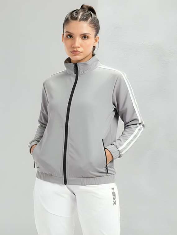 women solid long sleeve windcheater jacket
