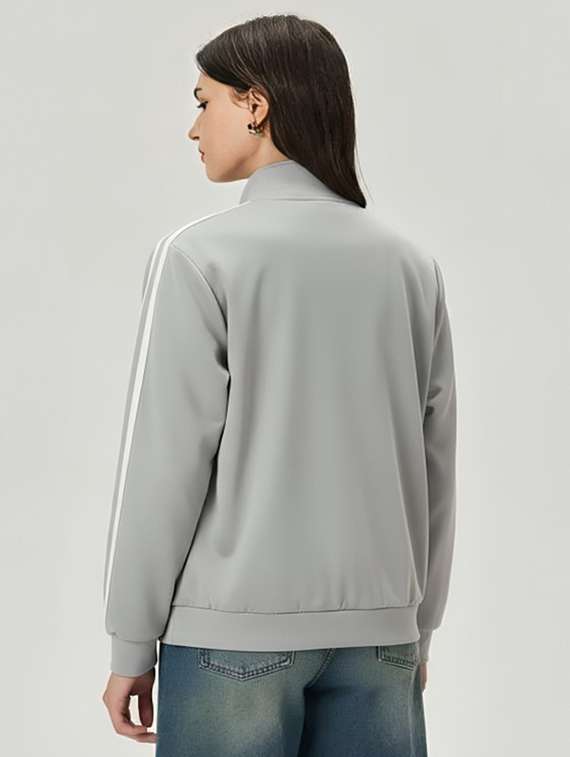 women solid stand collar long sleeve jacket - 22143719 - Standard Image - 2