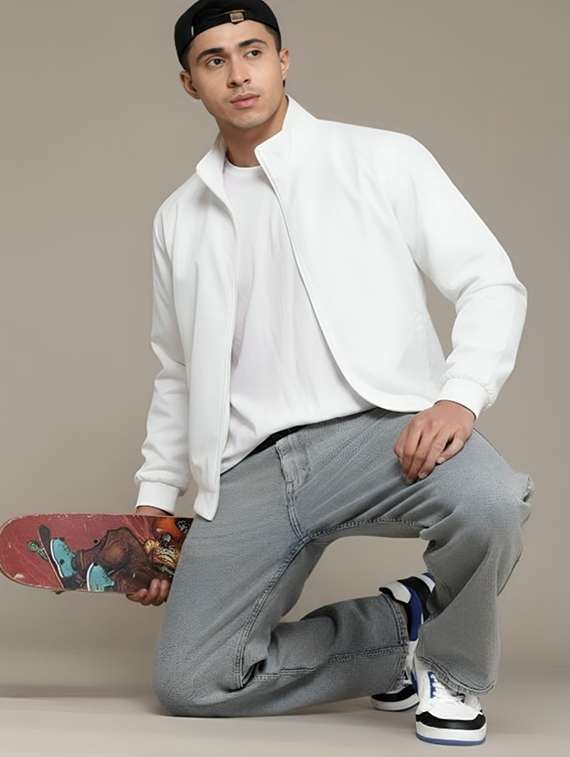 men solid long sleeve lightweight bomber jacket - 22143742 -  Standard Image - 2