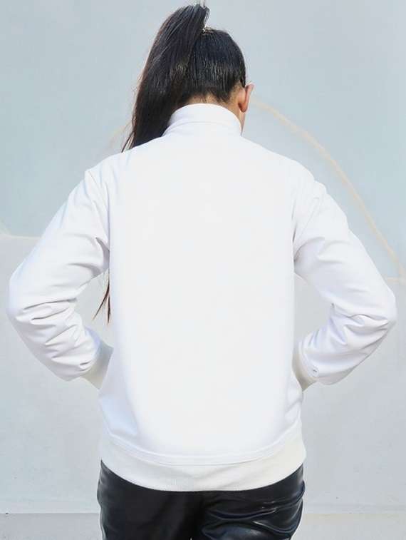 women solid stand collar long sleeve jacket - 22143746 - Standard Image - 2
