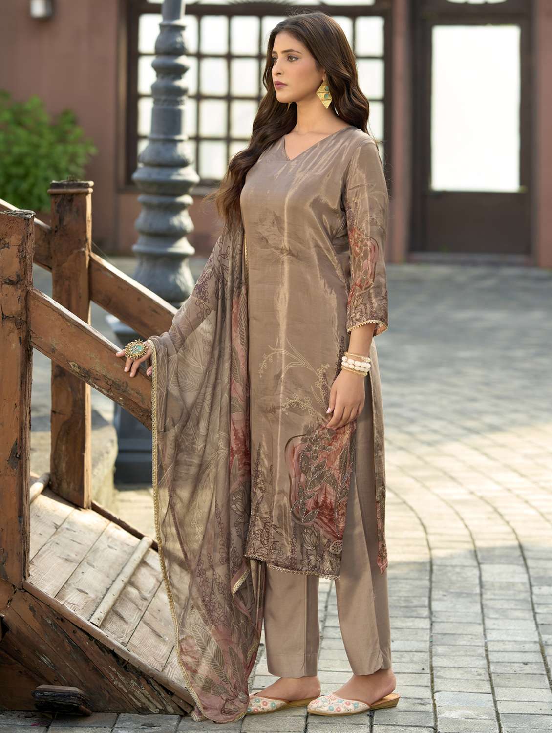 women floral printed three quarter sleeve kurta pant with dupatta set - 22143783 -  Standard Image - 2