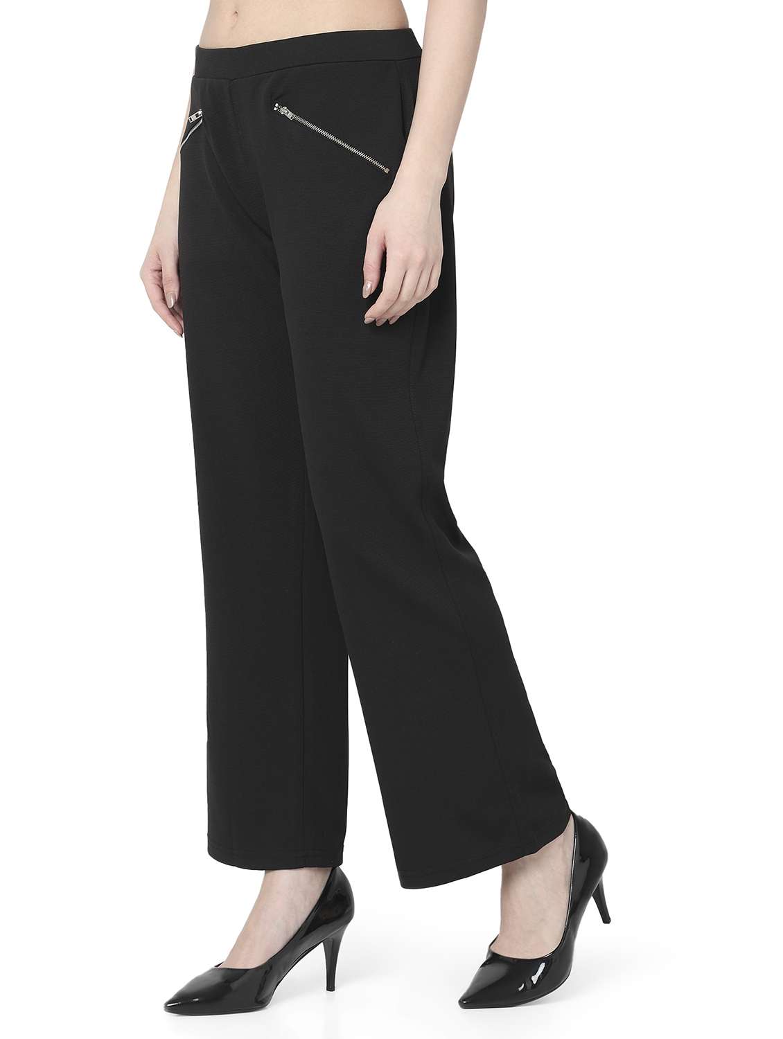 women solid mid rise bootcut trouser - 22143792 -  Standard Image - 2