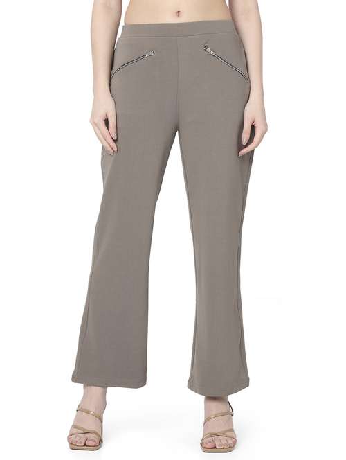 women solid mid rise bootcut trouser - 22143797 -  Standard Image - 0