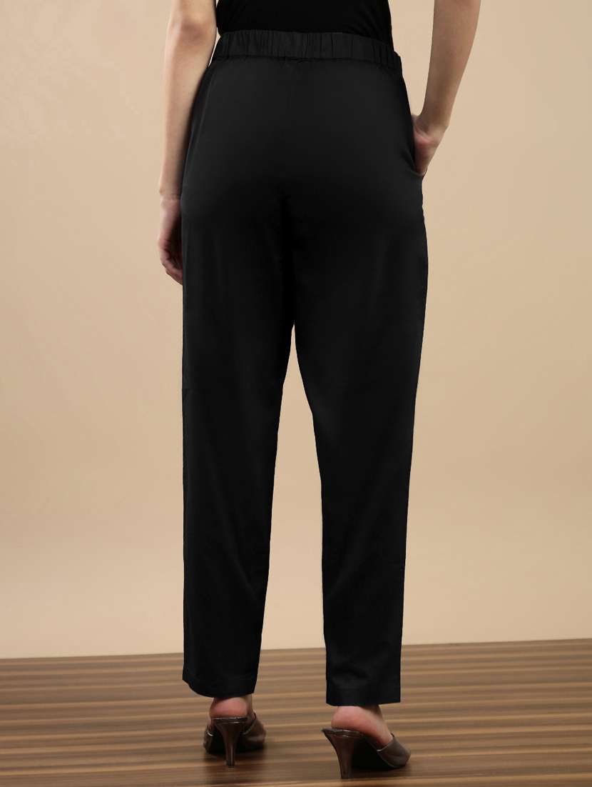 women solid mid rise straight trouser - 22143812 - Standard Image - 2