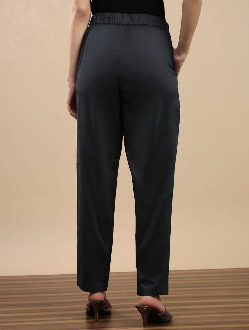 women solid mid rise straight trouser - 22143813 -  Standard Image - 2