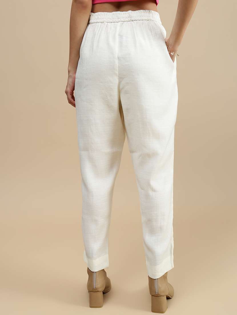 women solid mid rise straight trouser - 22143816 -  Standard Image - 2