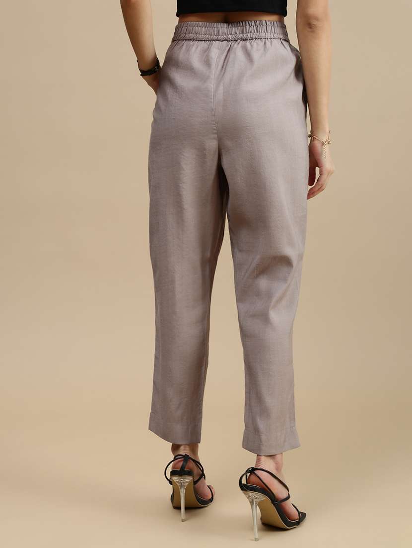 women solid mid rise straight trouser - 22143817 -  Standard Image - 2