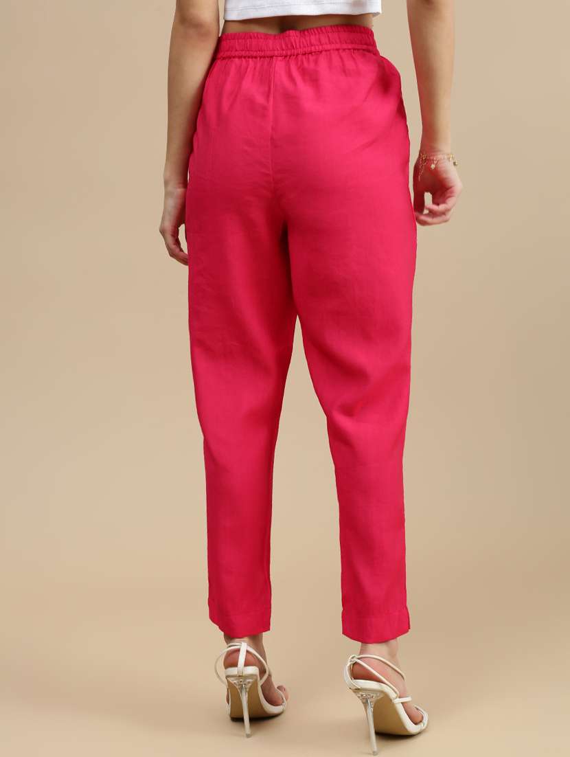 women solid mid rise straight trouser - 22143818 -  Standard Image - 2