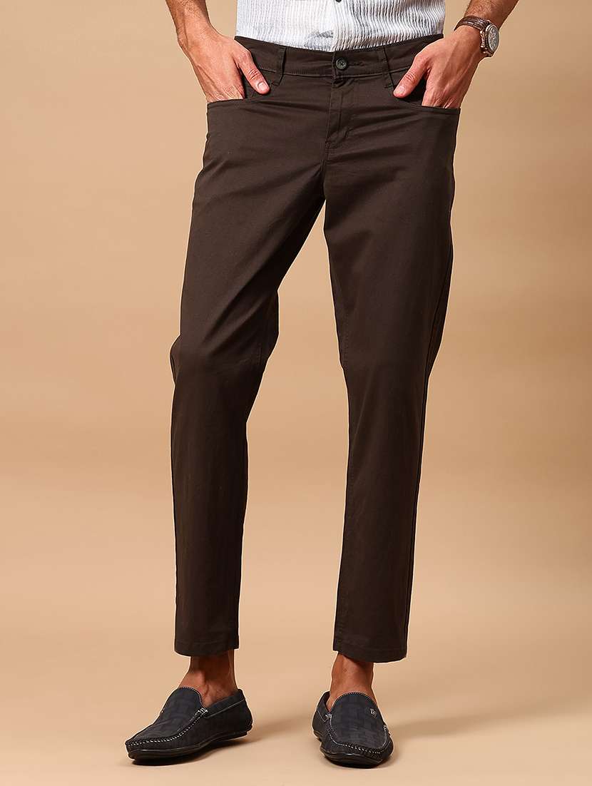men solid mid rise chinos casual trouser - 22143824 -  Standard Image - 2