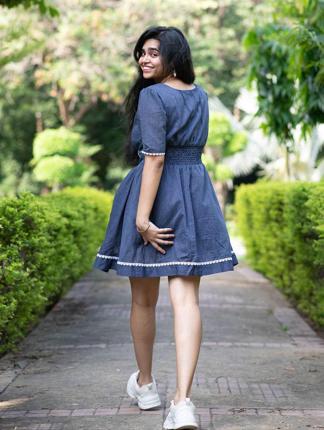 women solid short sleeve a-line dress - 22143940 -  Standard Image - 2