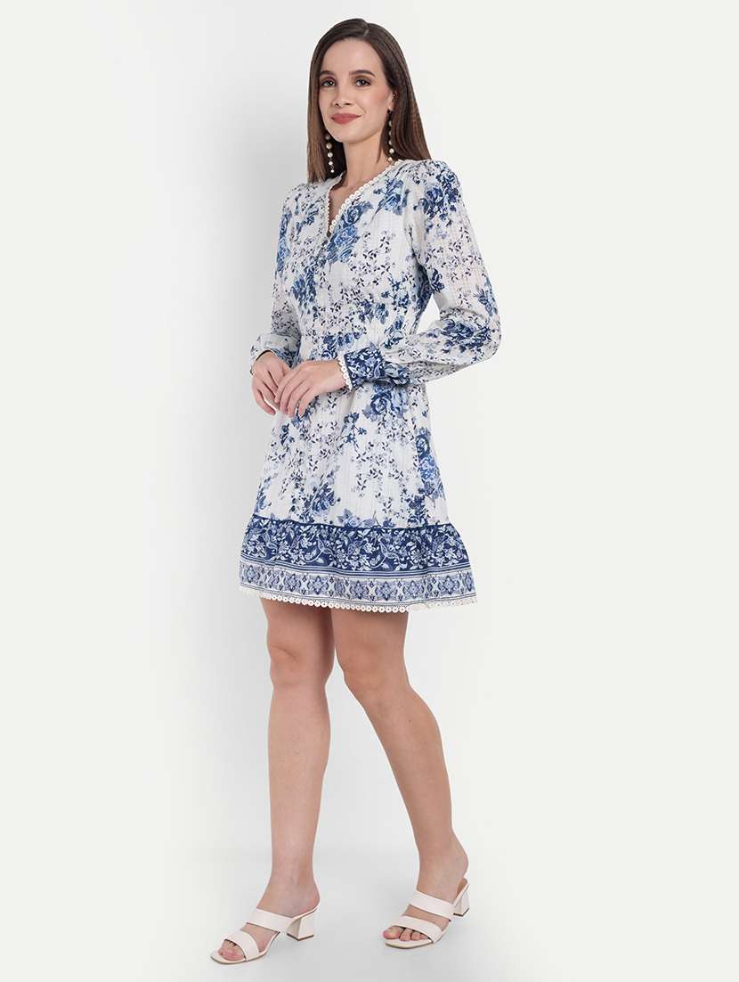 women floral print puff sleeve a-line dress - 22143945 -  Standard Image - 2