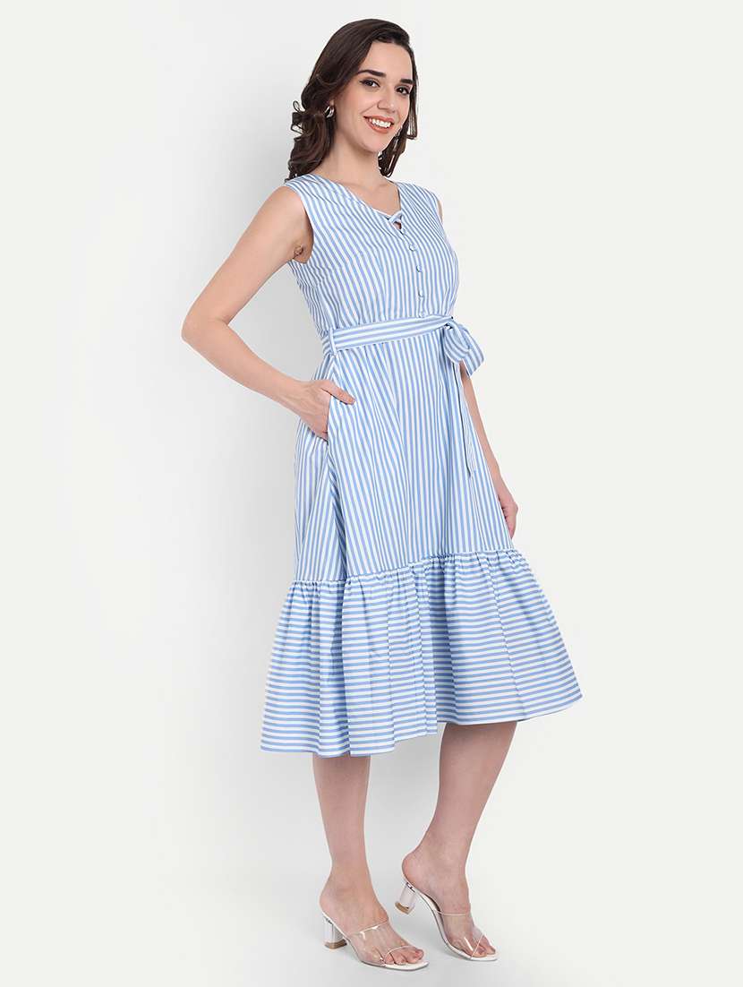 women striped sleeveless tiered dress - 22143950 -  Standard Image - 2