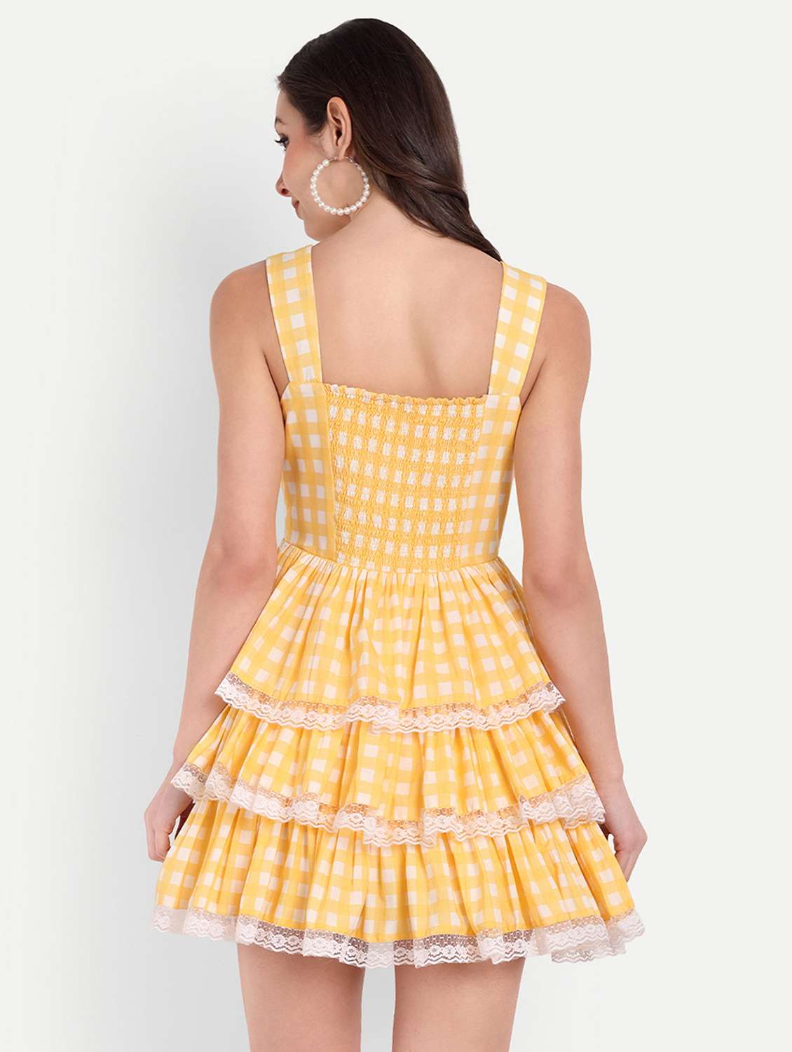 women checkered sleeveless layered dress - 22143951 -  Standard Image - 2