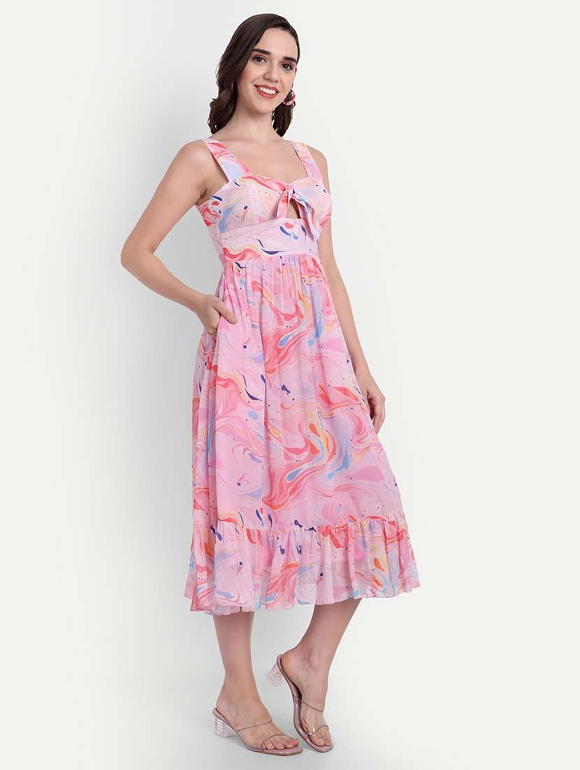 women printed sleeveless tiered dress - 22143962 -  Standard Image - 2