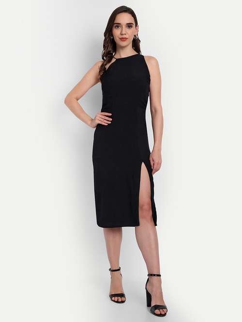 women black solid single shoulder bodycon dress - 22143963 -  Standard Image - 0