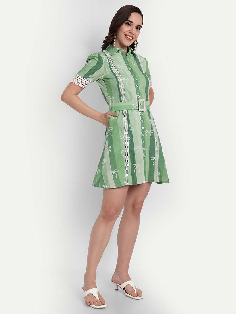 women printed puff sleeve collared shirt dress - 22143964 -  Standard Image - 2