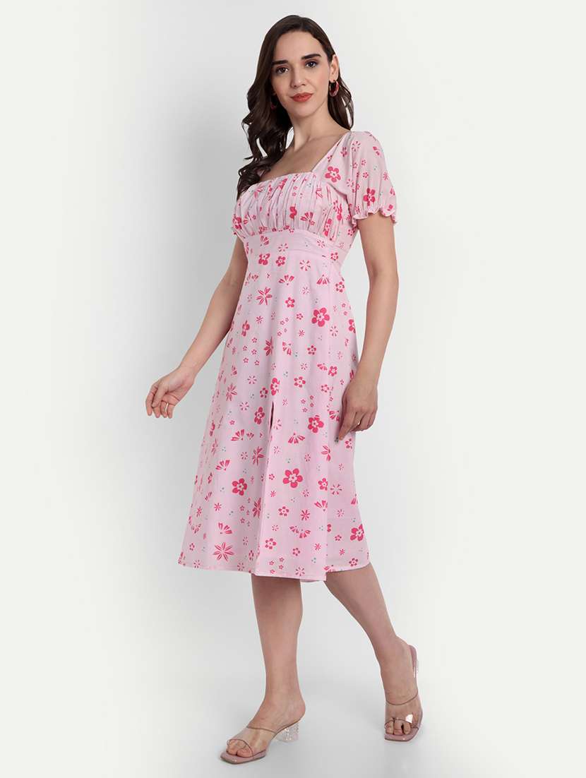 women floral print puff sleeve a-line dress - 22143966 -  Standard Image - 2