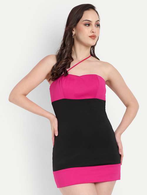 women color blocked tube bodycon dress - 22143968 -  Standard Image - 0