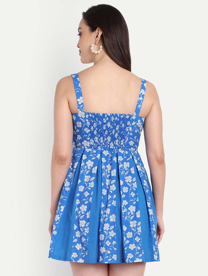 women floral print sleeveless fit & flared dress - 22143971 - Standard Image - 2