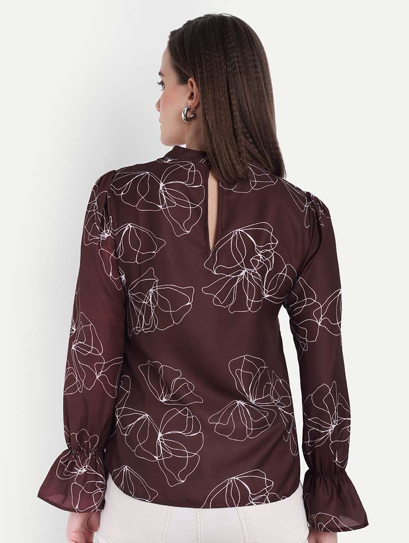women printed bell sleeve regular top - 22143981 - Standard Image - 2