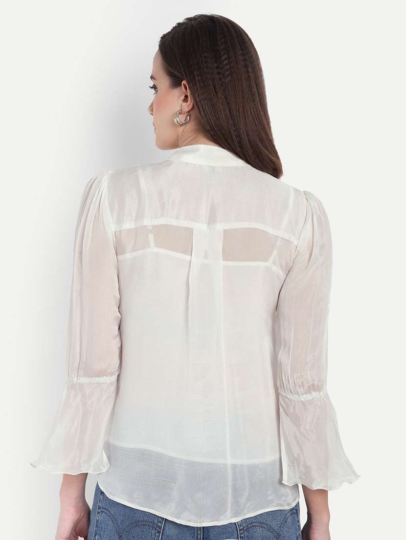 women embellished bell sleeve sheer top - 22143982 - Standard Image - 2