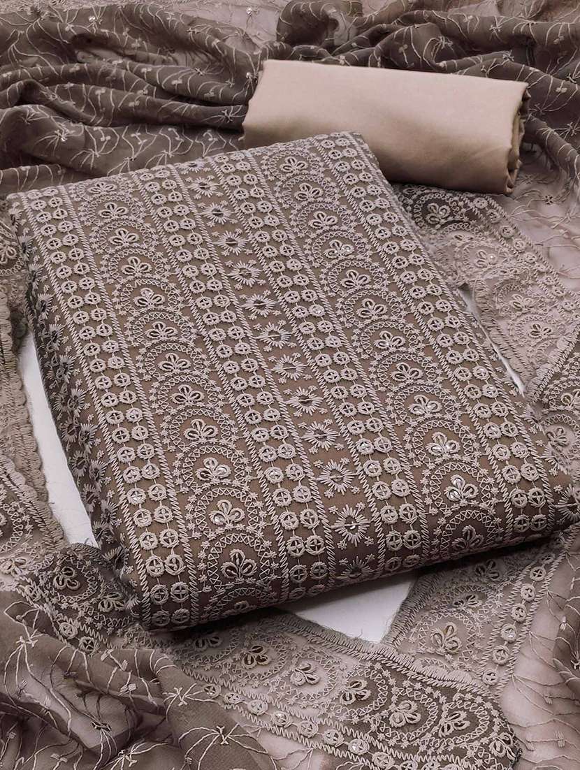 women solid with work embroidered unstitched suit set