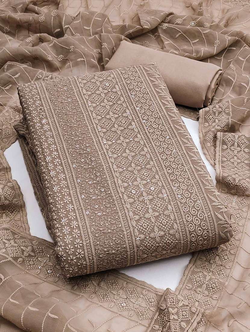 women solid with work embroidered unstitched suit set