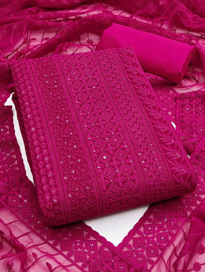 women solid with work embroidered unstitched suit set