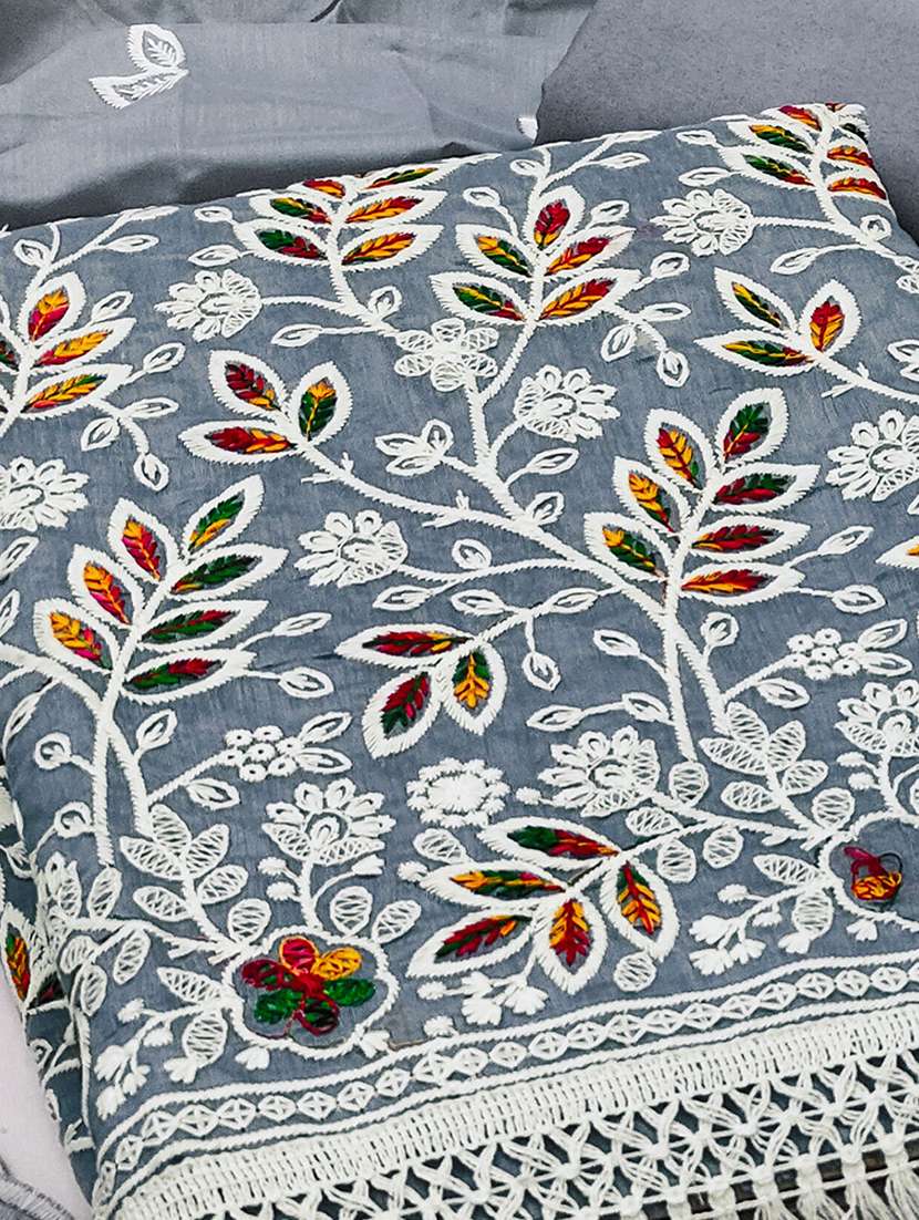 women solid with work embroidered unstitched suit set - 22144023 - Standard Image - 2
