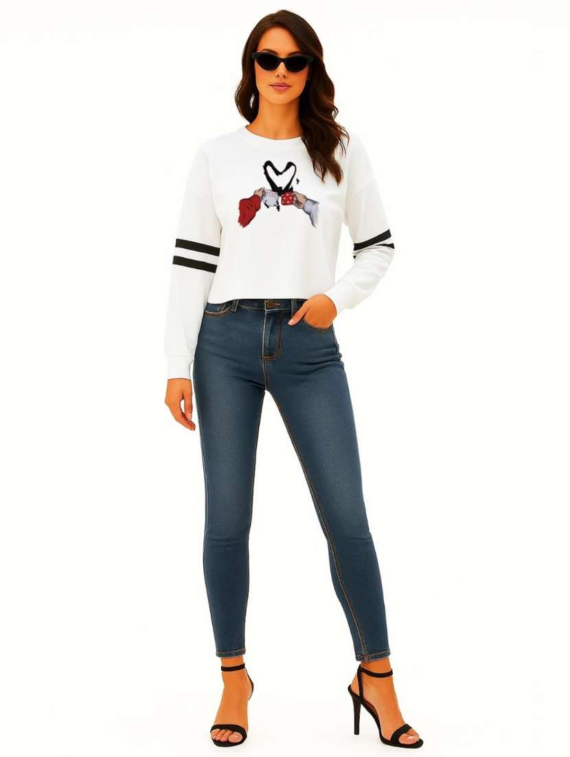 women front print round neck t-shirt - 22144050 - Standard Image - 2
