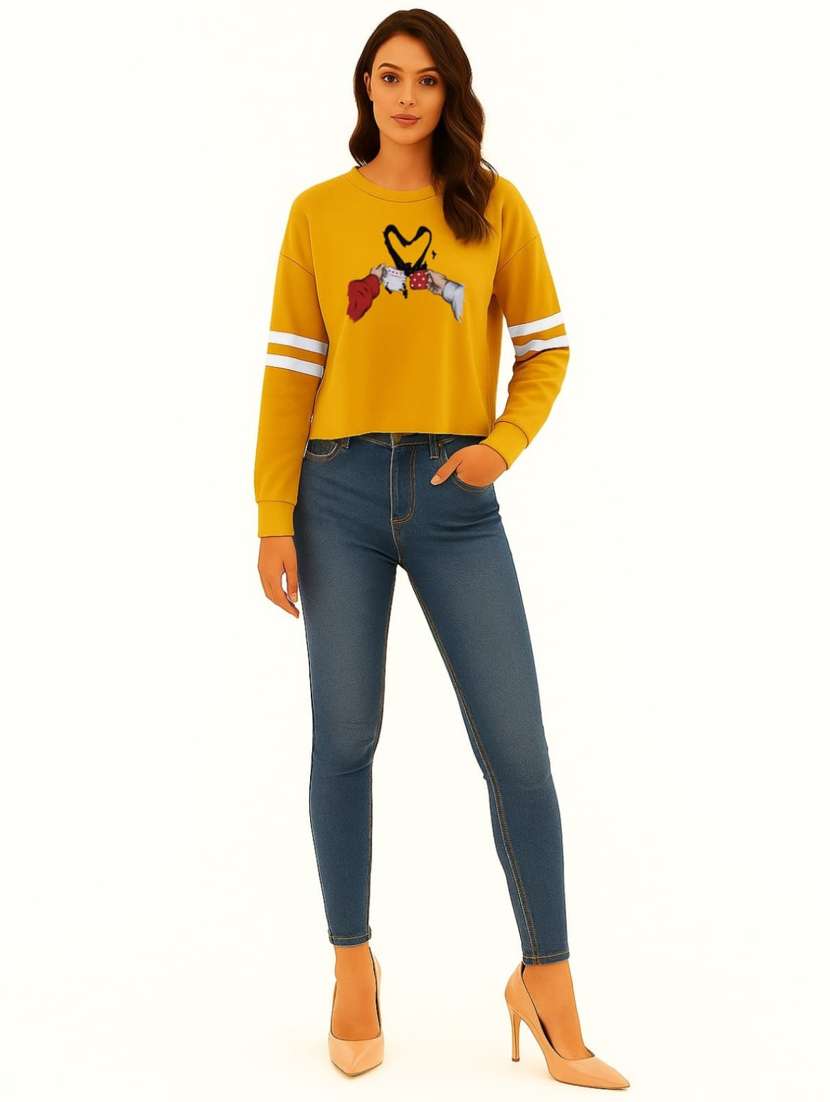 women front print round neck t-shirt - 22144051 - Standard Image - 2