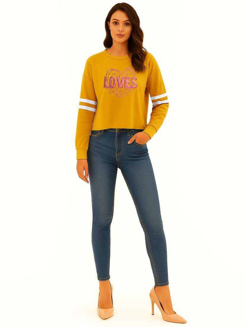 women front print round neck t-shirt - 22144053 - Standard Image - 2