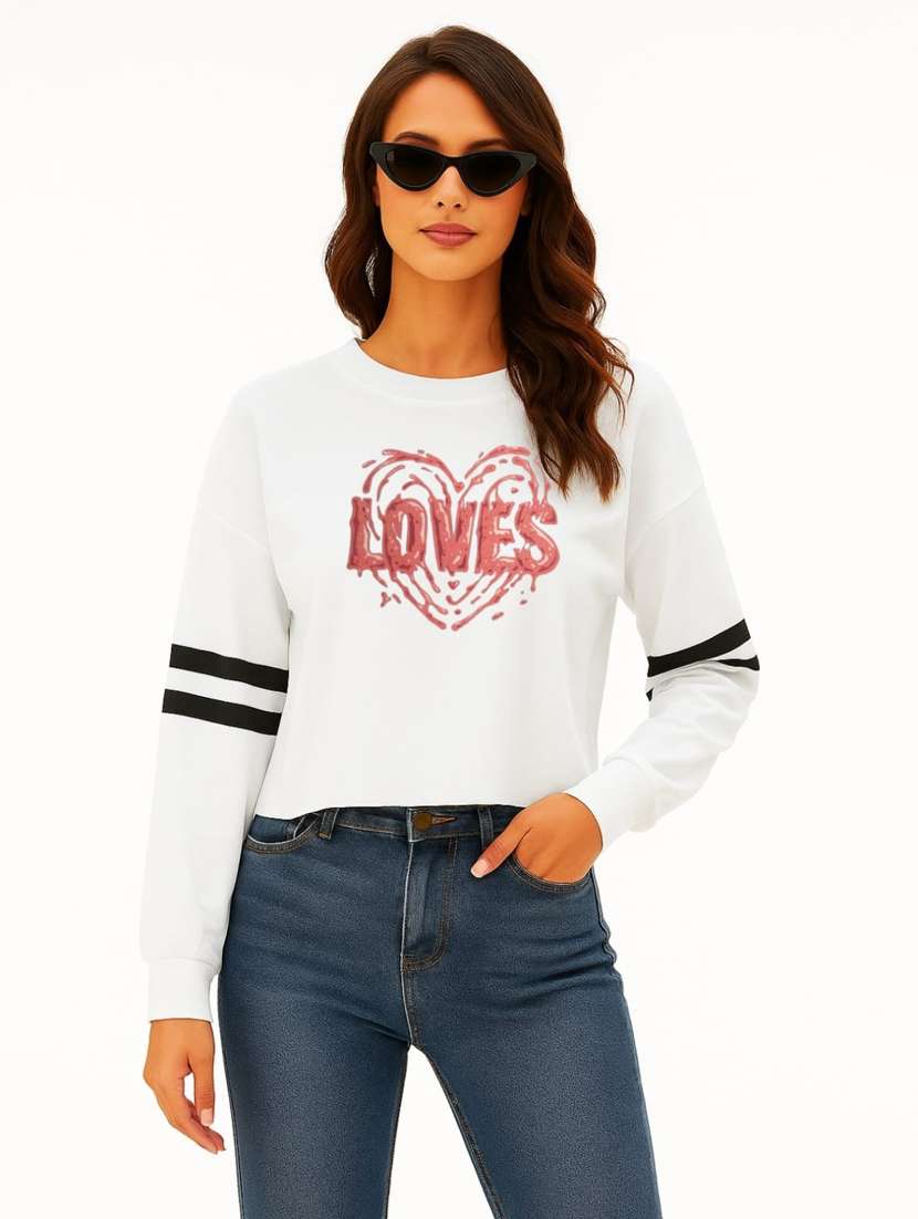 women front print round neck t-shirt