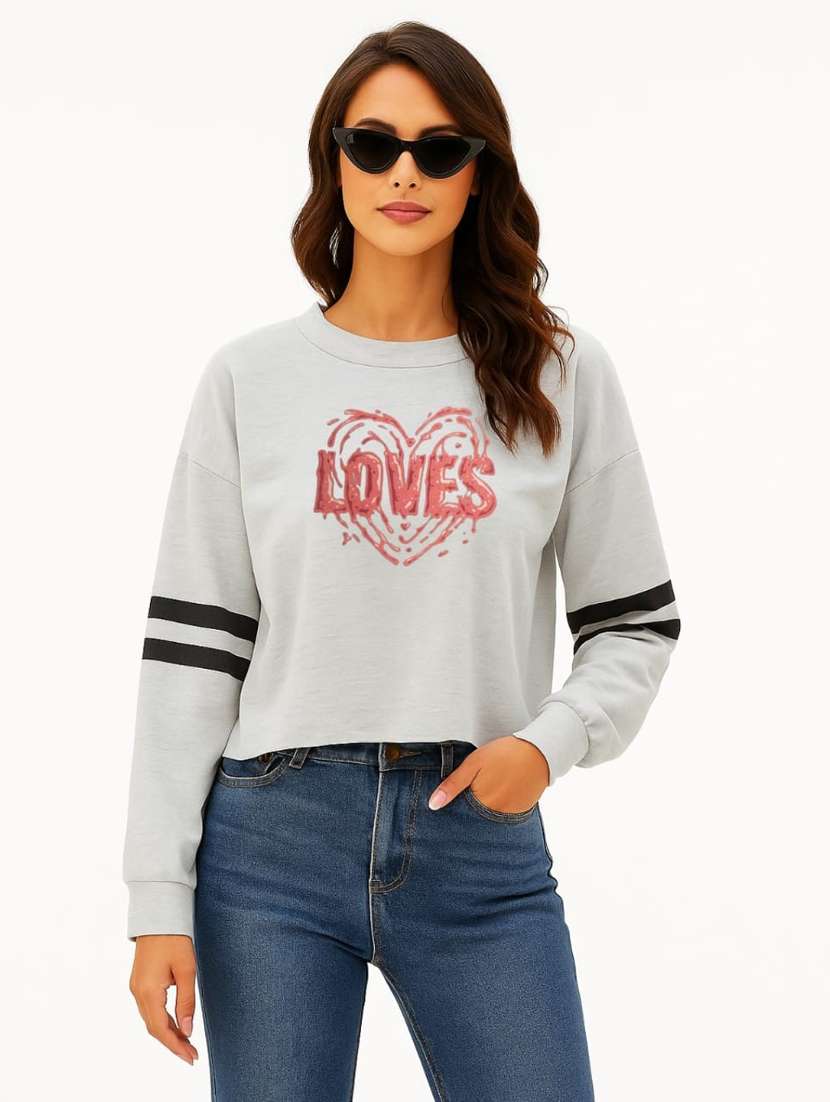 women front print round neck t-shirt