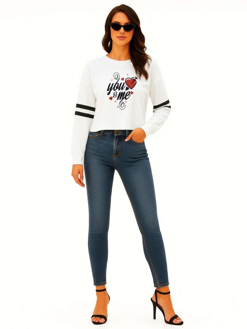 women front print round neck t-shirt - 22144056 - Standard Image - 2