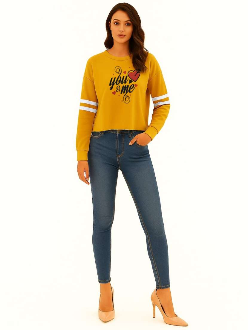 women front print round neck t-shirt - 22144057 - Standard Image - 2