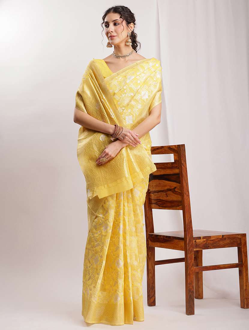 women self design banarasi saree with blouse