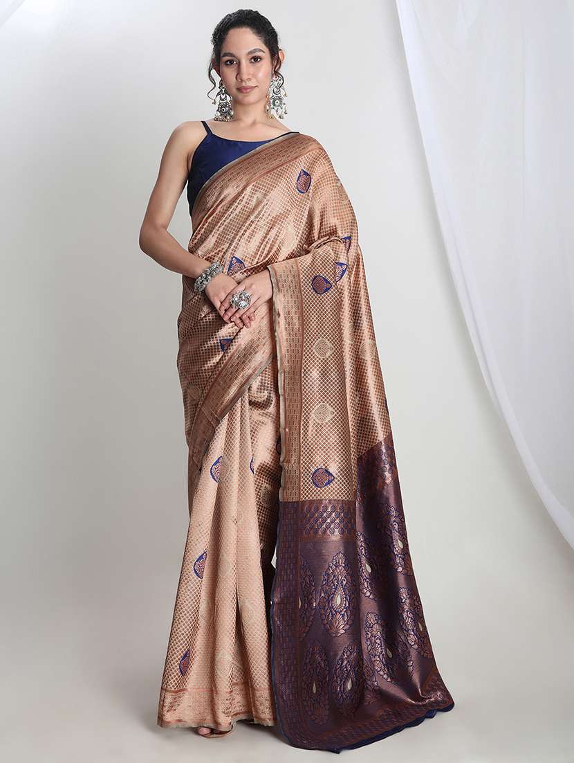 women self design banarasi saree with blouse