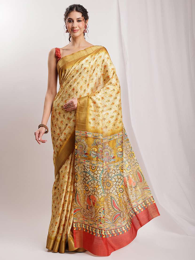 women kalamkari printed saree with blouse - 22144648 -  Standard Image - 2