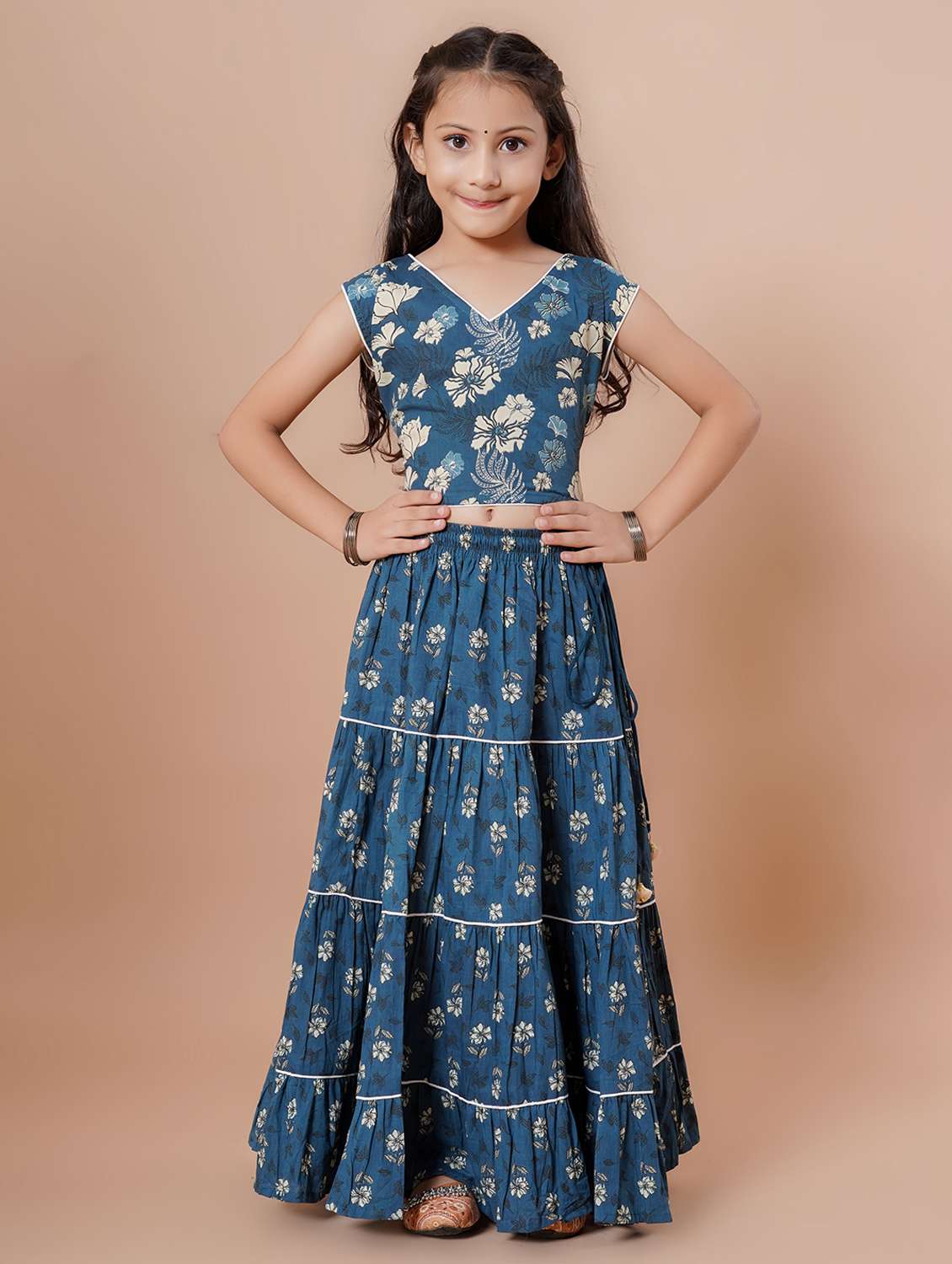 girls primted lehenga and choli with dupatta - 22144886 -  Standard Image - 2