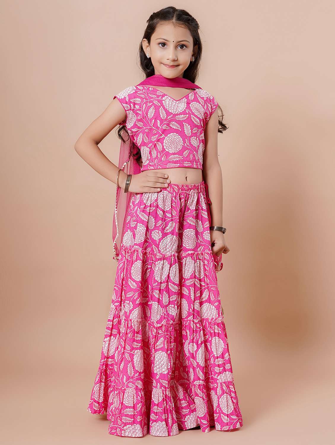 girls printed lehenga and choli with dupatta - 22144887 -  Standard Image - 2