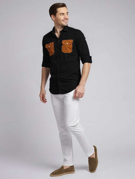 men solid long sleeve regualr fit casual shirt - 22144906 - Standard Image - 2