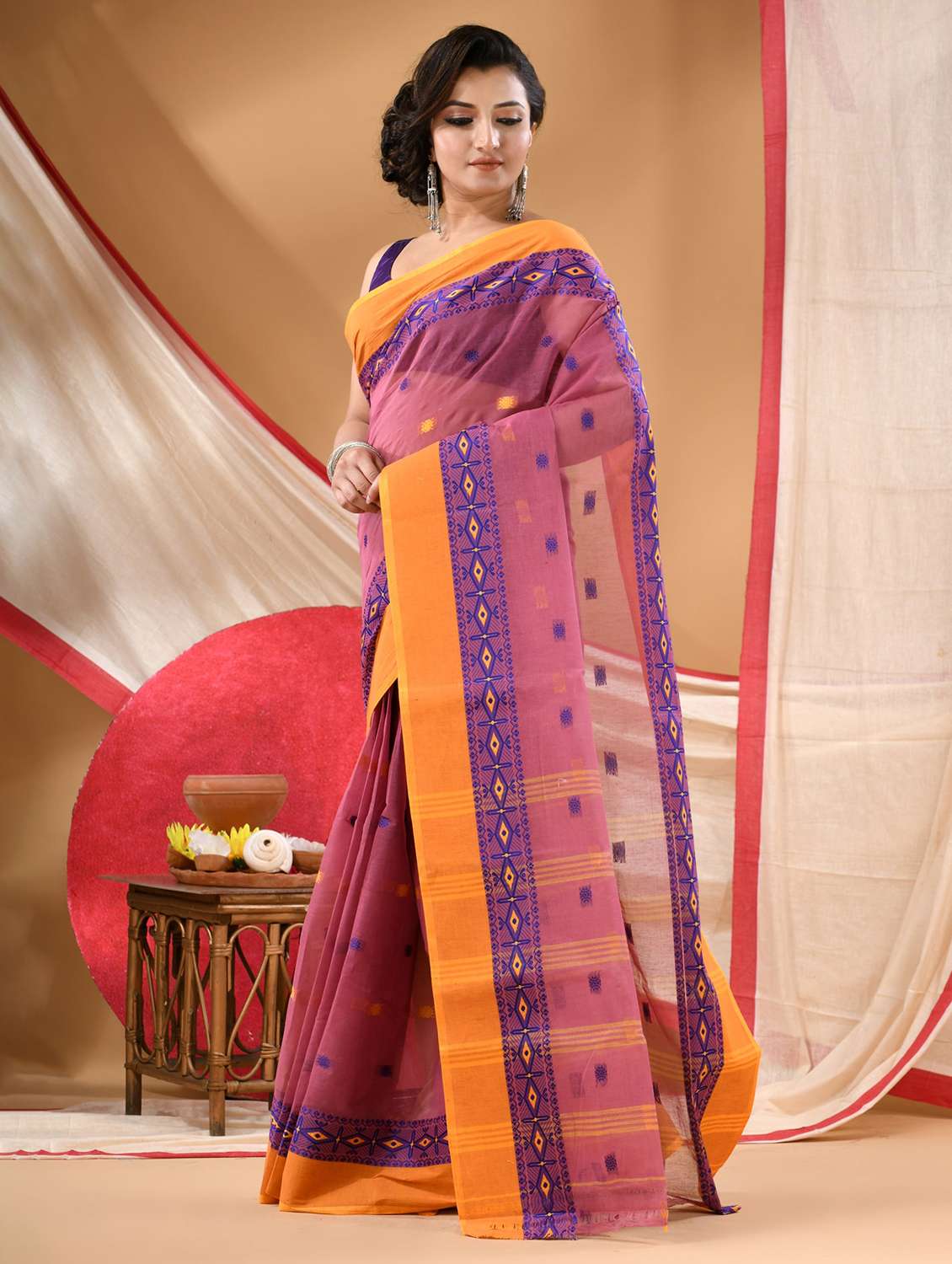women self design tant saree - 22144949 - Standard Image - 2