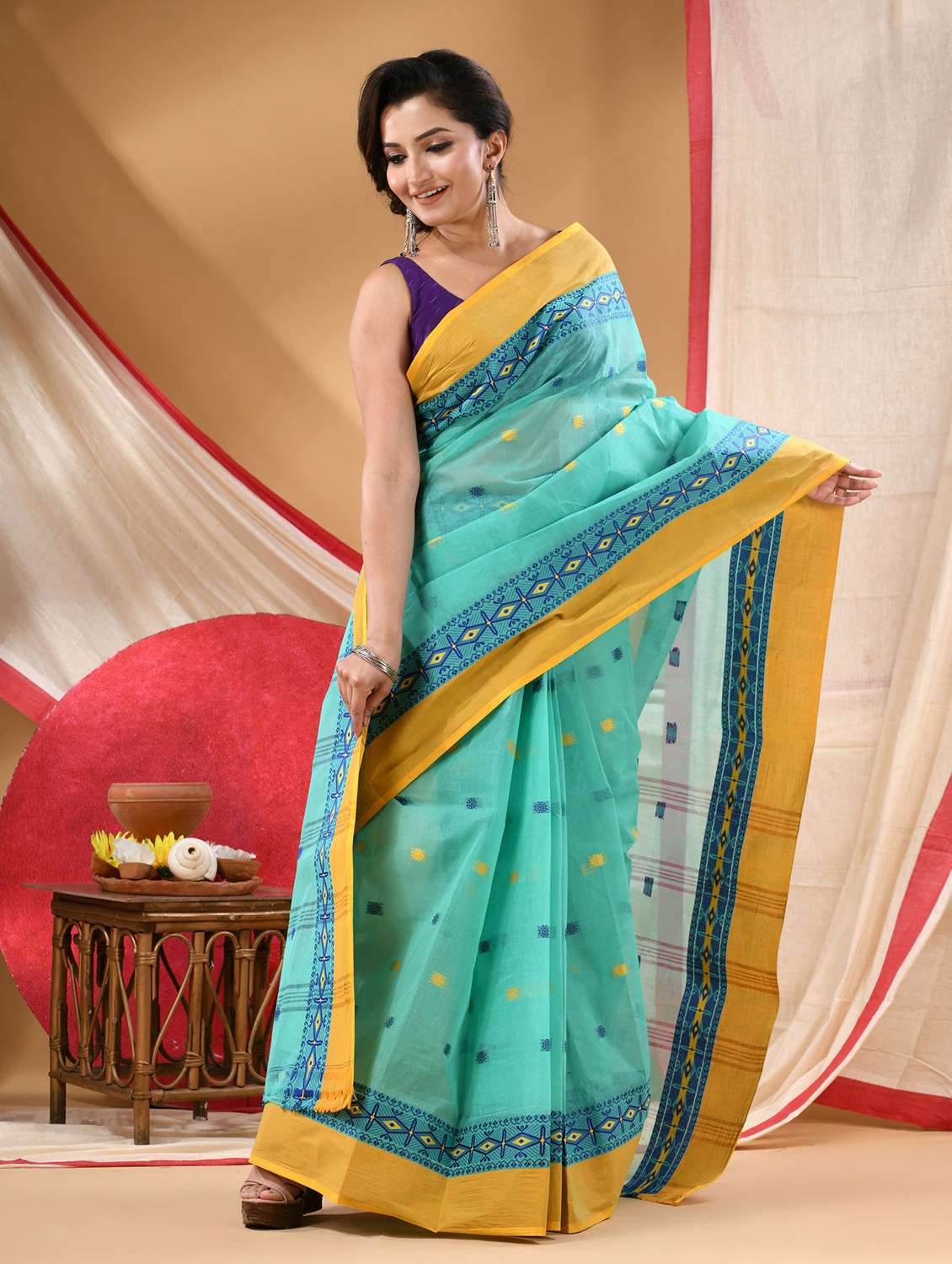 women self design tant saree - 22144951 - Standard Image - 2