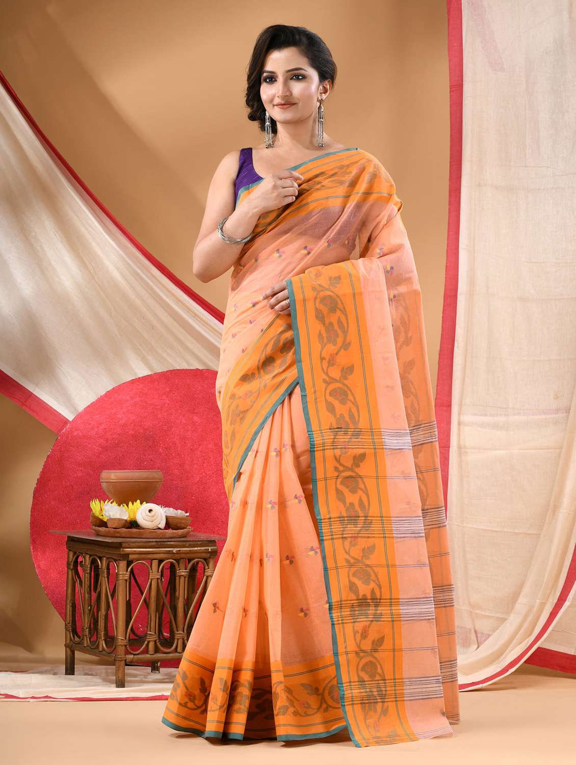 women self design tant saree - 22144980 -  Standard Image - 2