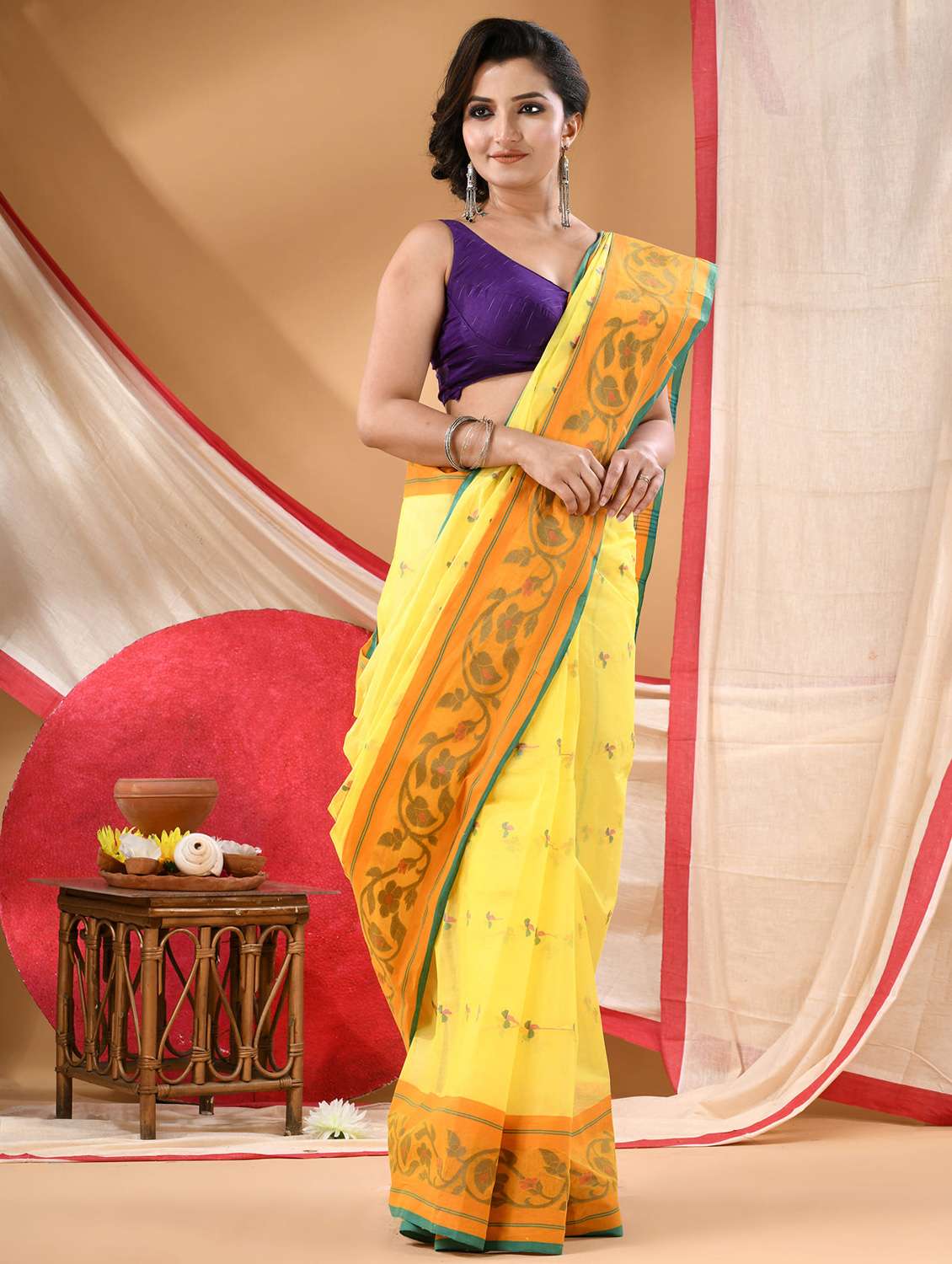 women self design tant saree - 22144982 - Standard Image - 2