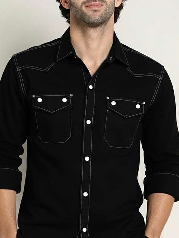 men solid long sleeve regualr fit casual shirt - 22145005 - Standard Image - 2