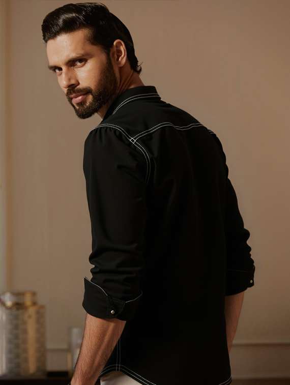 men solid long sleeve regualr fit casual shirt - 22145006 -  Standard Image - 2