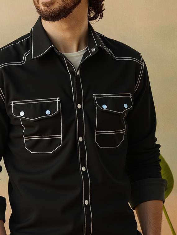 men solid long sleeve regualr fit casual shirt - 22145008 -  Standard Image - 2