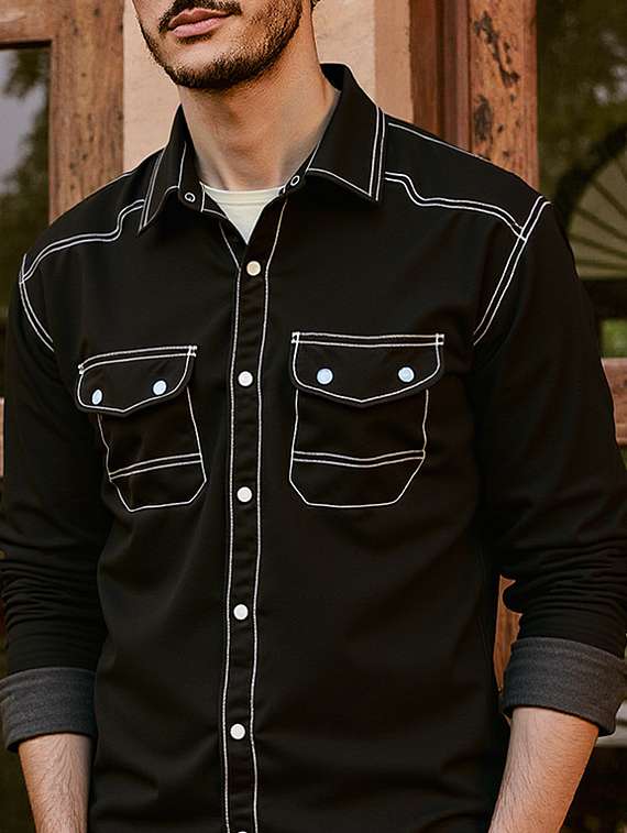 men solid long sleeve regualr fit casual shirt - 22145009 - Standard Image - 2